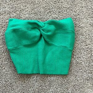 Princess Polly Kallista Green Ribbed Crop Top
